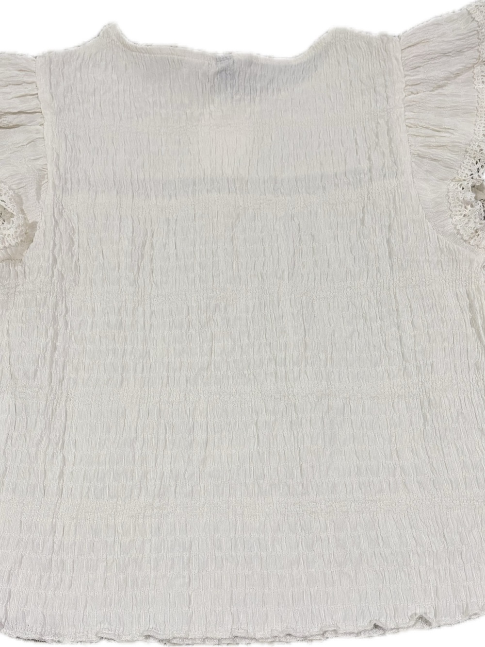 H&M Divided Off-White/Ivory Smocked Flutter Sleeve Top | Size Small | NWT - Picture 2 of 4